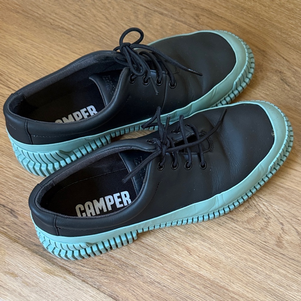 Camper Men's Black Sneakers with Mint Green Soles